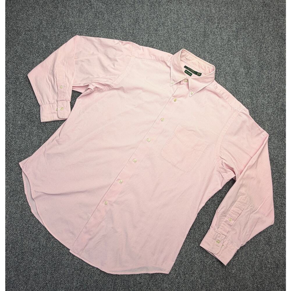 Lauren Ralph Lauren Mens 16.5 32/33 Pink Stripe Cotton Button Down Shirt